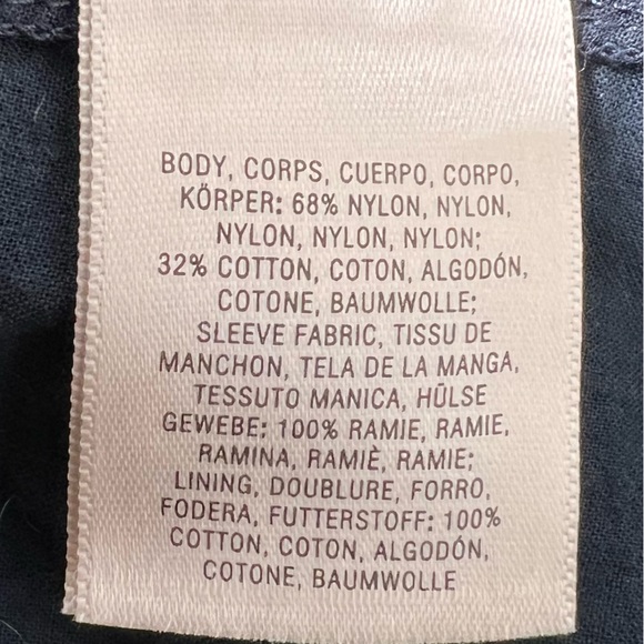 Anthropologie Moulinette Soeurs Navy Blue Lace Puff Sleeve Crop Top, Size Large - Picture 7 of 7